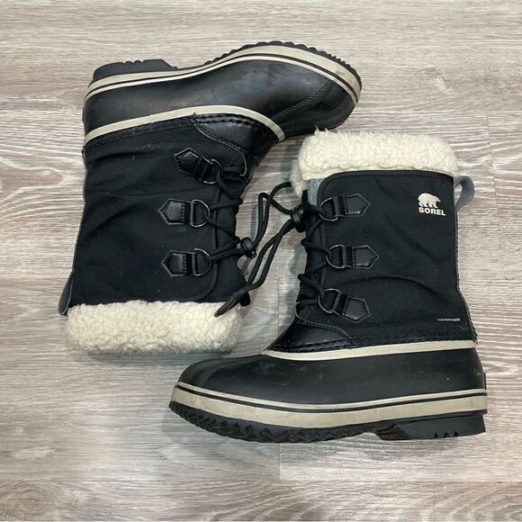 Sorel Shoes - SOREL Womens 1962-010 PAC NYLON Black Ancient Waterproof Sherpa Snow Boots US7